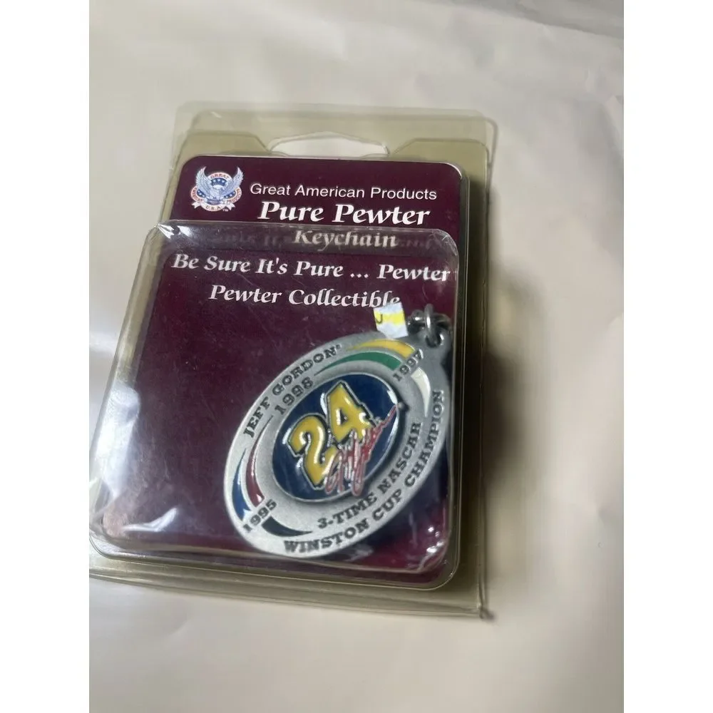 Jeff Gordon (1995,1997,1998) Pure‎ Pewter Keychain Winston Cup Champion #24 NIB